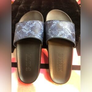 Pink Victoria Secret Blue Snake Print Slides